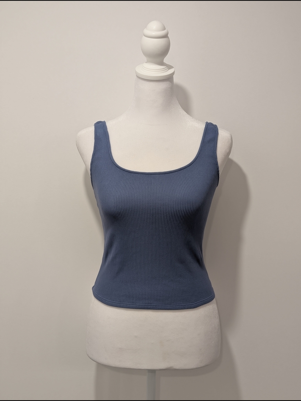 Dynamite Ribbed Scoop Cropped Tank Top - Slate Blue